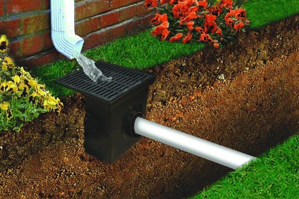 drainage system on side of home